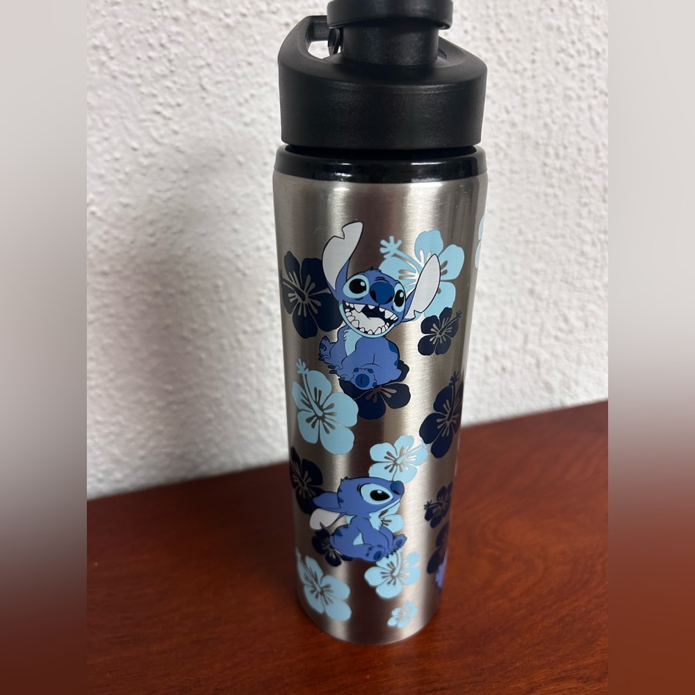Stitch Steel Double Walled Tropical print Tumbler‎  flip top water bottle NWOT